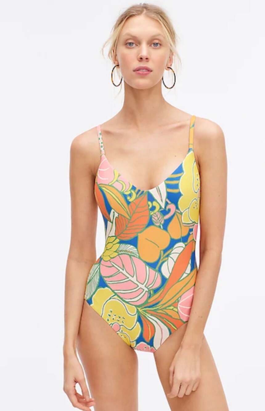 J.Crew V-Neck One-Piece Swimsuit in Tropical Floral Size 8